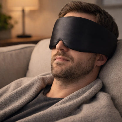 Black Mulberry Silk Sleep Mask for Complete Light Blocking