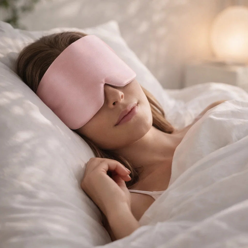 Pink Mulberry Silk Sleep Mask for Light Blocking & Comfortable Rest
