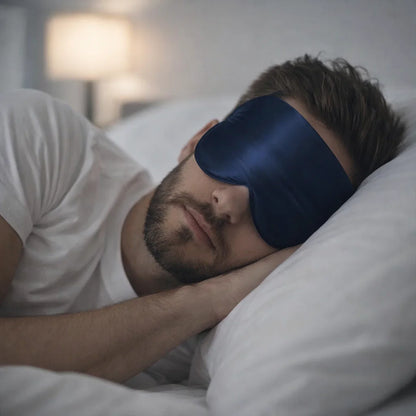 Navy Mulberry Silk Sleep Mask for Light Blocking & Comfortable Rest