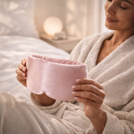 Pink Mulberry Silk Sleep Mask for Light Blocking & Comfortable Rest